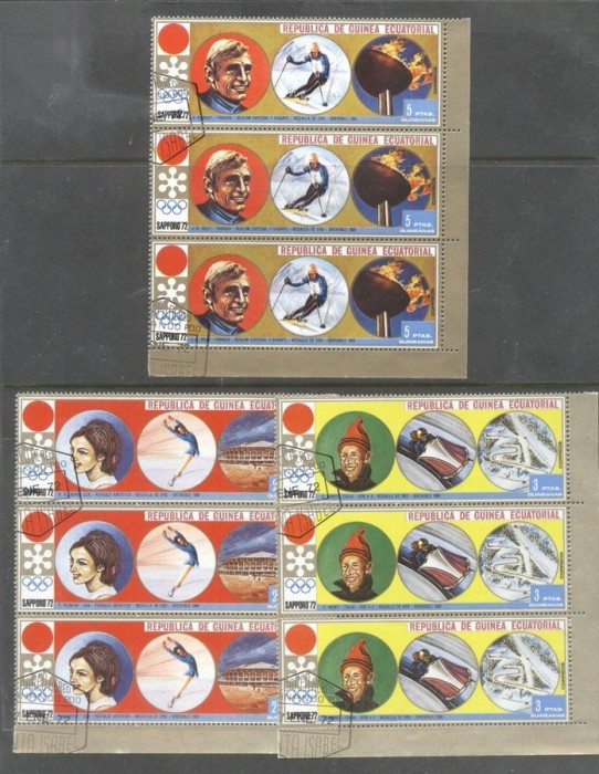 Eq. Guinea 1972 Olympic games winners Grenoble 3 value x 3 Mi.28-30 used TA.031