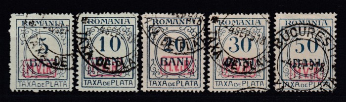 ROMANIA 1918 TAXA DE PLATA ROMANIA FARA FILIGRAN SUPRATIPAR MVIR CASETA