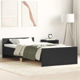 vidaXL Cadru de pat, negru, 90x200 cm, lemn prelucrat