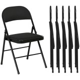 HOMCOM Set 6 Scaune Pliabile, Scaune Moderne cu Perne din Poliester pentru Acasă și Birou, 45x46x78 cm, Negru | Aosom Romania