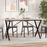 VidaXL Masă de bucătărie, cadru X, 140x80x75cm lemn masiv pin și Oţel