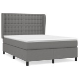 Cumpara ieftin Pat box spring cu saltea, gri inchis, 140x200 cm, textil