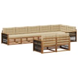 vidaXL Set de canapele de exterior cu pernă 8 pcs Natural și Bej 3383506