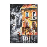 Tablou pictat manual, Peisaj citadin, magia culorilor, 70x50cm ulei pe panza, Spectaculos