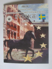 Rar! Set 8 monede UNC in blistere,probe Euro/Cent Suedia 2003,tiraj=24 000 buc. foto