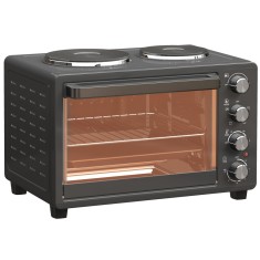 HOMCOM Cuptor Electric de Masă 28L 2600W cu Plăci de &Icirc;ncălzire Temperatură Reglabilă Cronometru Tavă Negru | Aosom Romania