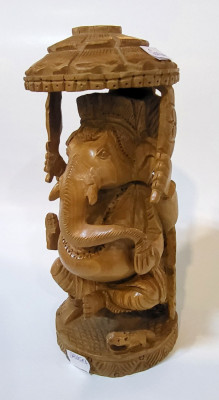 Figurină din lemn de tec Ganesha 20cm foto