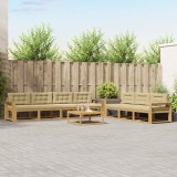 vidaXL Set Canapele Exterior Lemn Acacia 7 Piese Alb Bej Cu Perne Modular Gradina