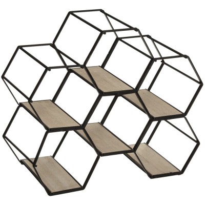 Suport sticle Atmosphera Arty pentru 6 sticle, structura metalica si MDF, 26x15x30 cm, negru Household NewTrend foto