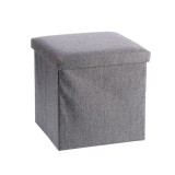 Cumpara ieftin Taburet cu spatiu depozitare, pliabil, textil gri Amely 38 x 38 x 38 cm