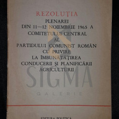 REZOLUTIA PLENAREI DIN 11 12 NOIEMBRIE 1965 A COMITETULUI CENTRAL AL PARTIDULUI COMUNIST ROMAN CU PRIVIRE LA IMBUNATATIREA CONDUCERII SI PLANIFICARII