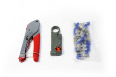 Set cleste compresie RG59, RG6 + dezizolat cablu coaxial STRIPPER + mufe... foto