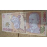 Romania postdecembrista polymer 100000 lei 2001