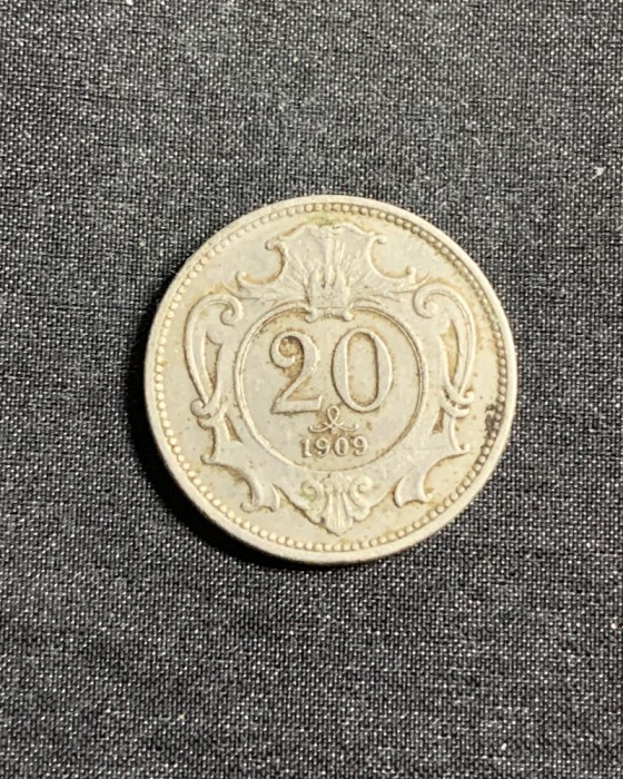 Moneda 20 halleri 1909 Austria