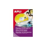 Etichete autocolante Agipa 101141, 2/A4, 40/114mm, permanente, rotund, alb, pentru CD/DVD, top 100 coli (200 etichete)