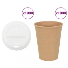 vidaXL Cești de cafea din h&amp;acirc;rtie cu capace 1000 buc 12 oz 300 ml foto