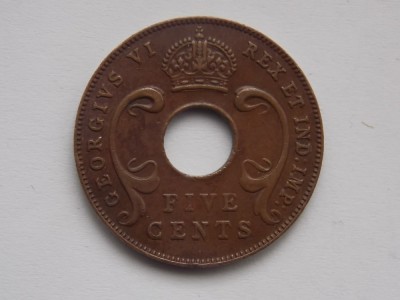 5 CENTS 1941 EAST AFRICA foto