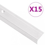 VidaXL Profile trepte &icirc;n formă de L, 15 buc, argintiu, 90 cm, aluminiu