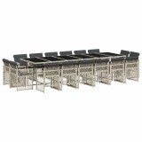 Set mobilier de gradina cu perne 17 piese gri deschis poliratan