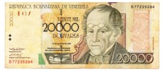 Venezuela 20 000 Bolivares 13.08.2002 P-86 Seria B77235284 foto