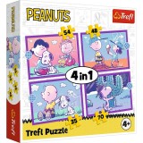 Puzzle 4 in 1 Trefl Peanuts cu Snoopy pentru copii 4 ani+