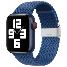 Curea smartwatch compatibila apple watch 1/2/3/4/5/6/7/8/9/se/se 2 38/40/41mm, nailon w032, atlantic blue