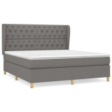 Cumpara ieftin Pat continental cu saltea, gri inchis, 160x200 cm, tesatura