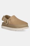 UGG papuci din nubuc Goldenstar Villa Clog femei, culoarea bej, cu platforma, 1169590-MDSD