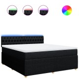 Cumpara ieftin Pat box spring cu saltea, negru, 180x200 cm, catifea
