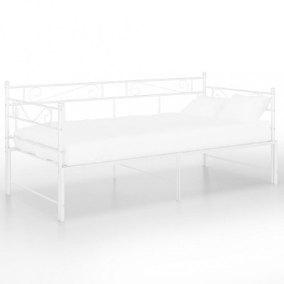 Cadru pat canapea extensibilă, alb, 90x200 cm, metal foto
