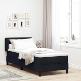 vidaXL Pat cu arcuri cu saltea cu headboard Negru 80 x 200 cm țesătură 3340054