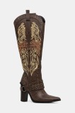 Koi Footwear cizme x Twilight Children Of The Moon Cowboy Boots femei, culoarea maro, cu toc drept, FW01