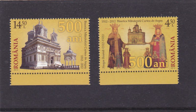 BISERICA MANASTIRII CURTEA DE ARGES,SERIE COMPLETA,2012,Lp.1956 MNH ** ROMANIA. foto