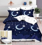 Cumpara ieftin Lenjerie Pat Georgiana Sf073, Bumbac, 4 Piese, Fara Elastic, Albastru, Imprimeu