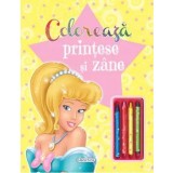 Coloreaza printese si zane (+4 creioane colorate)/***