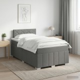 Cumpara ieftin Pat boxspring cu saltea Gri inchis 120 x 190 cm Tesatura