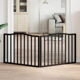 vidaXL Poartă pentru c&acirc;ini pliabilă 2 panouri negru, 160 cm, lemn plop