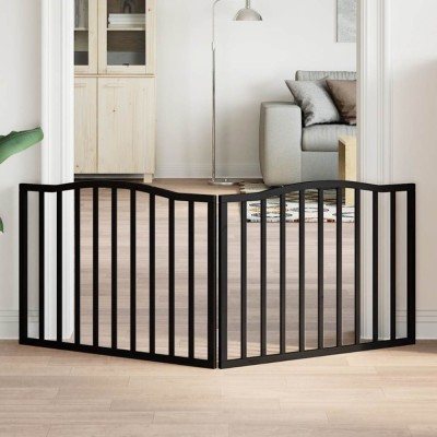 vidaXL Poartă pentru c&amp;acirc;ini pliabilă 2 panouri negru, 160 cm, lemn plop 352224 foto
