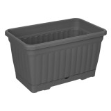 Jardiniera din Plastic cu Farfurie Incorporata, Antracit, 30.5x18.5x17cm, 6L, CMCLASS