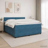 Cumpara ieftin Pat boxspring cu saltea albastru 160 x 200 cm Catifea