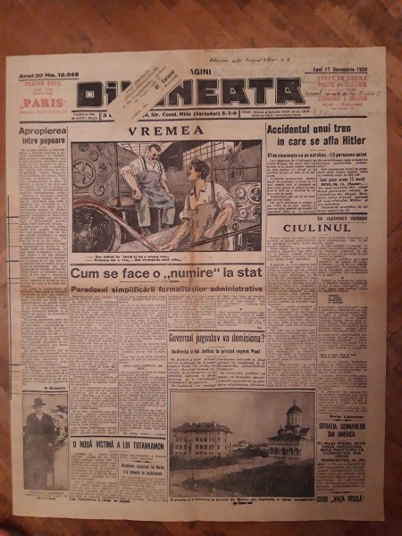 Ziarul Dimineata nr. 10.049 din 17 decembrie 1934
