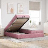 vidaXL Cadru de pat otoman cu saltele Roz 160x200cm catifea 3311260