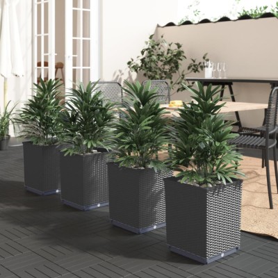Gossi jardiniere, 4 buc., negru, 30x30x37 cm, polipropilena foto
