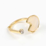 Inel reglabil auriu cu detaliu rotund sidef si piatra