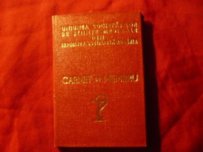 Carnet Membru USSM -Uniunea Soc. St. Medicale RSR 1984 foto