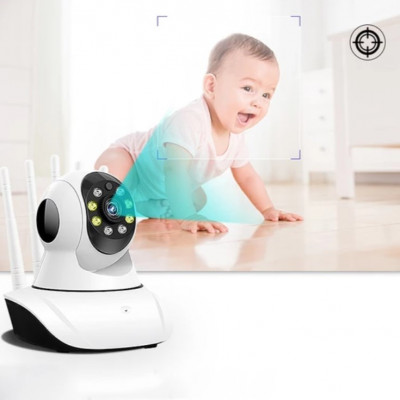 Baby monitor Wireless, rotatie de 360&amp;deg; Full HD, IR noapte, senzor miscare, alb foto