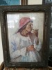 Tablou original in ulei pe carton - Tiganca cu pipa- semnat C. Radulescu, anul 1947, Portrete, Realism, ART