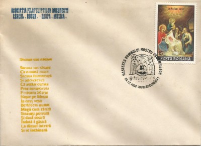 Rom&amp;acirc;nia, Naşterea Domnului nostru Iisus Hristos, plic, Bucureşti, 1992 foto
