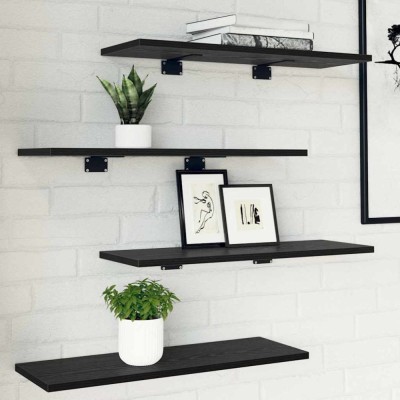 vidaXL Raft pentru cărți 4 pcs Negru 60 x 20 x 1.5 cm Lemn compozit foto