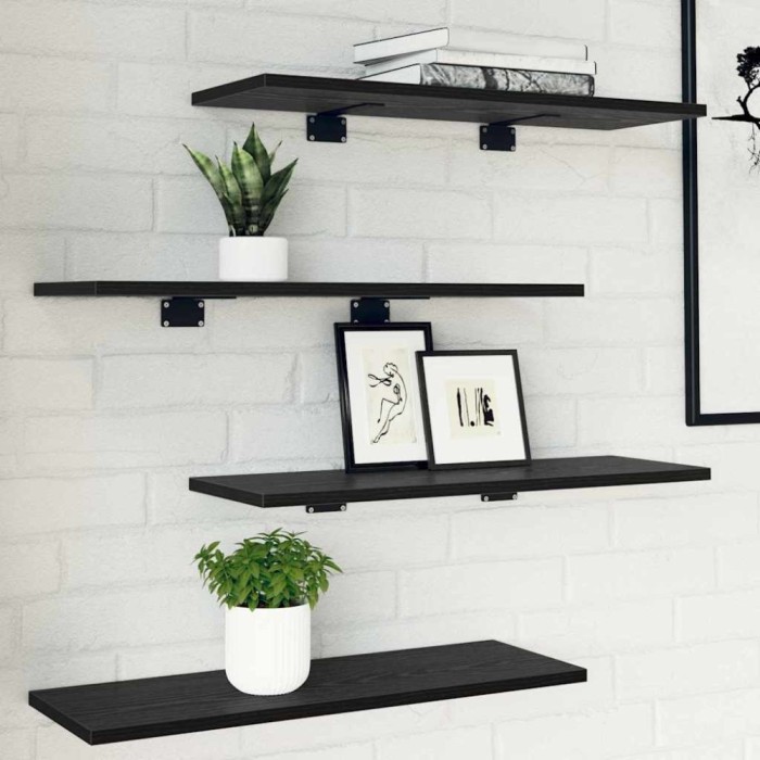 vidaXL Raft pentru cărți 4 pcs Negru 60 x 20 x 1.5 cm Lemn compozit